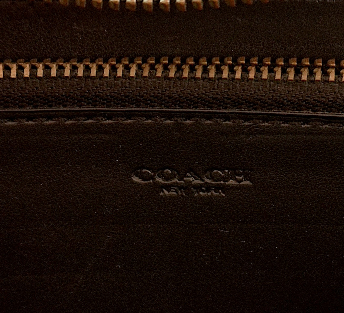 Coach Black Leather Travel Organiser Double Zip Wallet Card Holder Case 18 Slots