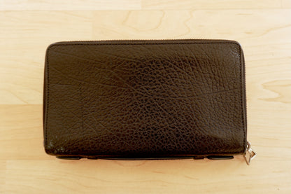 Coach Black Leather Travel Organiser Double Zip Wallet Card Holder Case 18 Slots