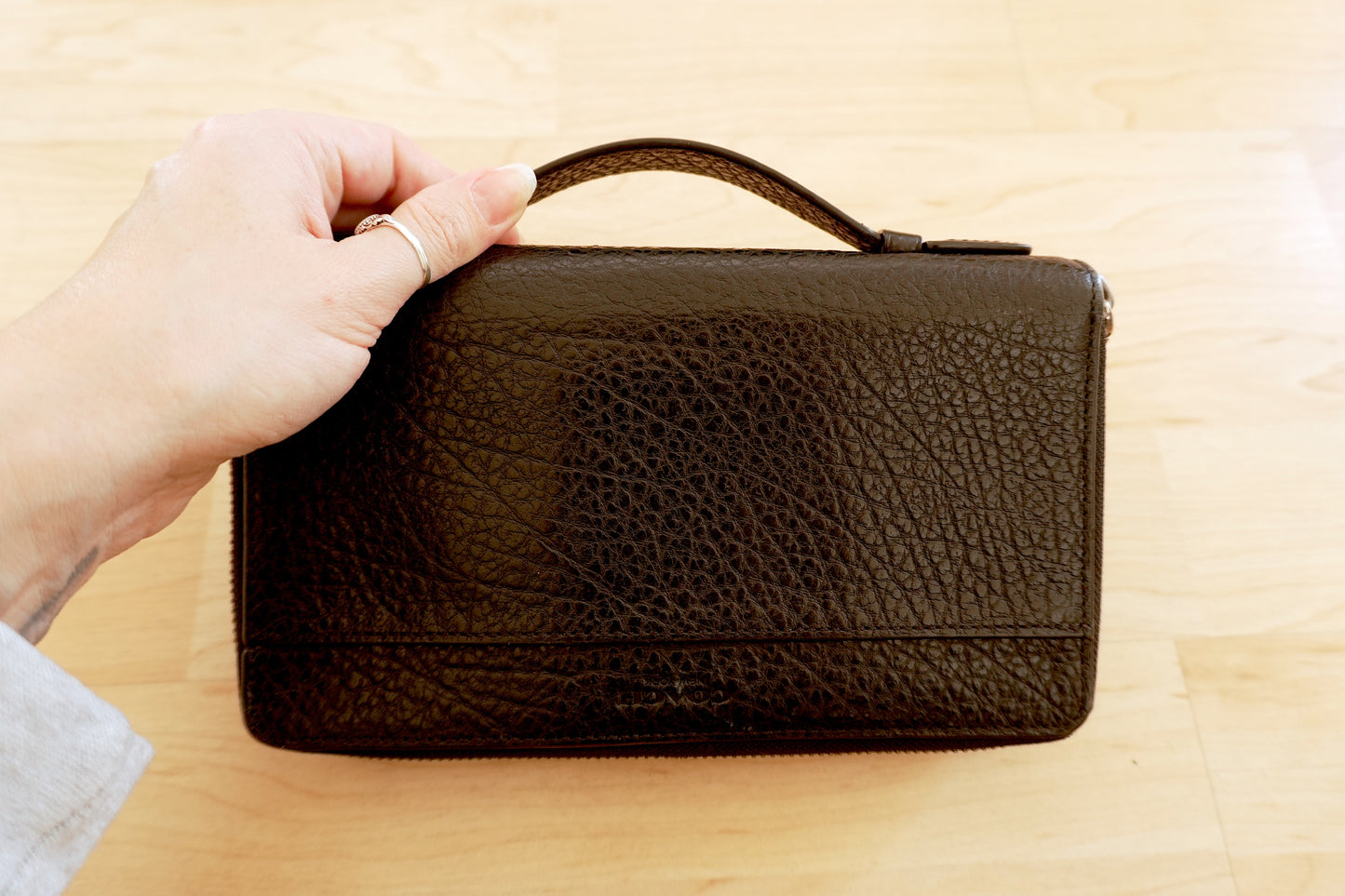 Coach Black Leather Travel Organiser Double Zip Wallet Card Holder Case 18 Slots