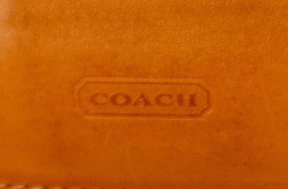 Vintage Coach Wallet Brown Tan Monogram Canvas Leather Long Flap Purse Women’s