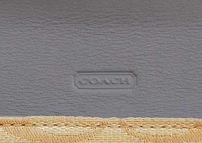 Vintage Coach Wallet Light Blue Beige Monogram Canvas Leather Long Flap Purse