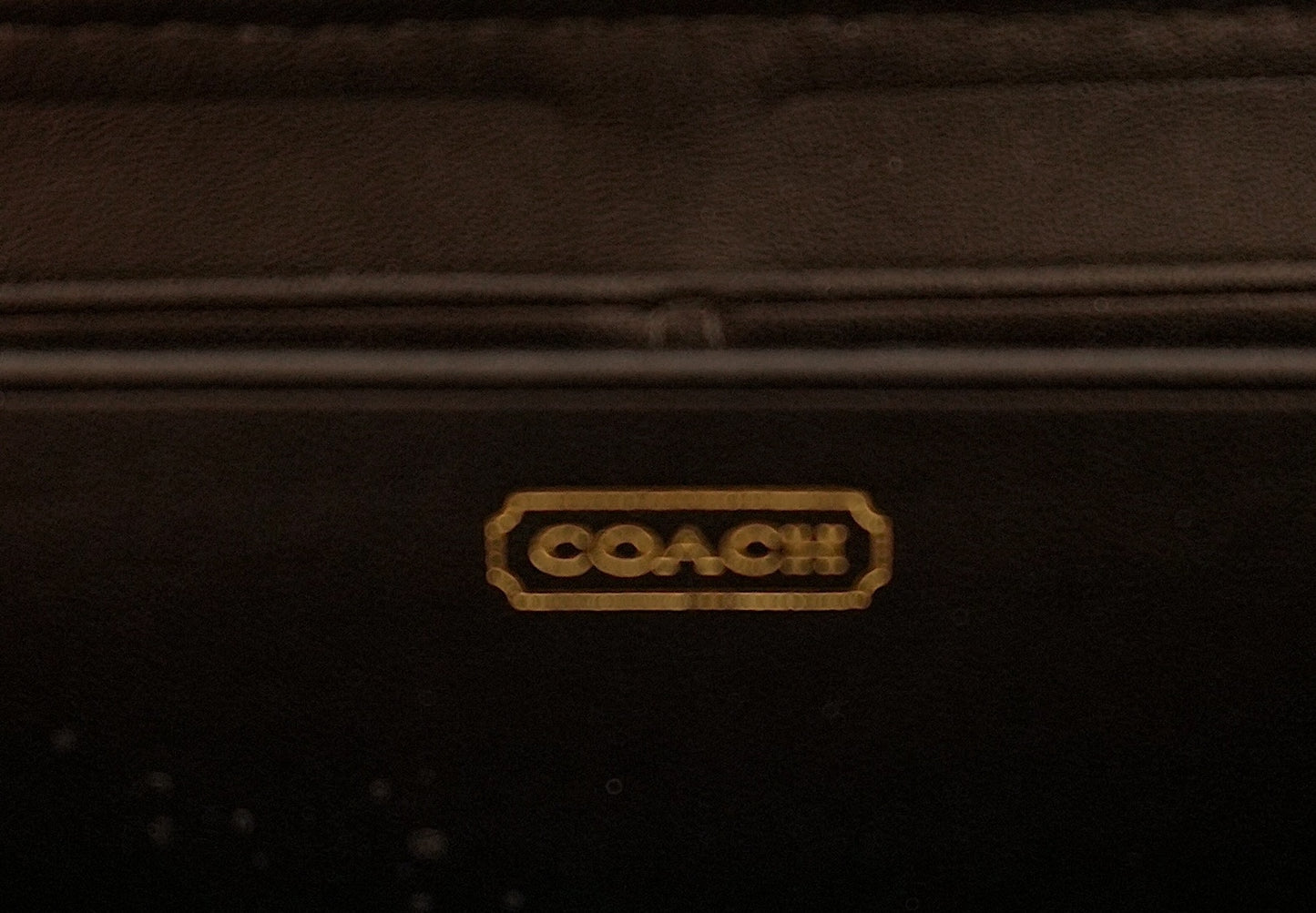 Coach Wallet Vintage Black Leather Canvas Zip Around Long Purse Gold Zip Women's