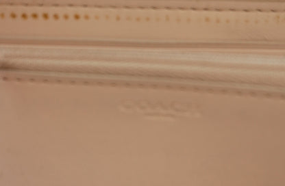 Coach Wallet Cream Beige Leather Long Zip Around Purse Gold Hardware Logo Zip Women's