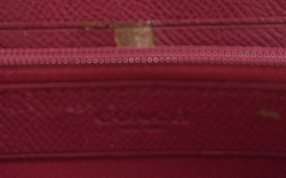 Coach Wallet Brown Purple Leather Long Purse Zip Around Monogram Gold Logo Women