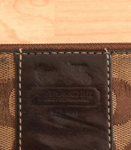 Vintage Coach Coin Purse Brown Monogram Canvas Leather Keychain Zip Pouch