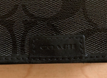 Coach Coin Purse Black Leather Bifold with Stud Fastening Square Unisex Monogram