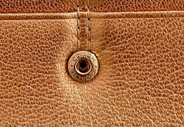 Coach Vintage Wallet Gold Bronze Leather Flap Purse Buckle Coin Pocket Y2K 2000s