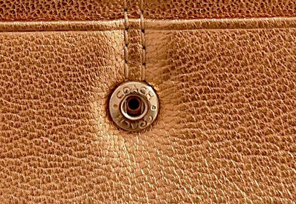 Coach Vintage Wallet Gold Bronze Leather Flap Purse Buckle Coin Pocket Y2K 2000s