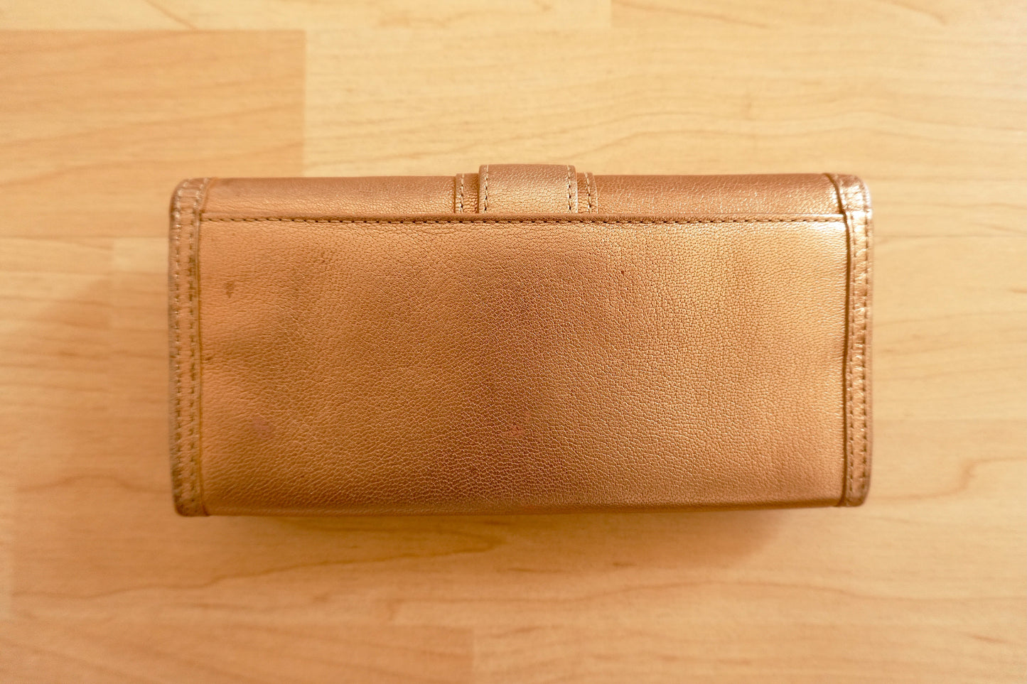 Coach Vintage Wallet Gold Bronze Leather Flap Purse Buckle Coin Pocket Y2K 2000s