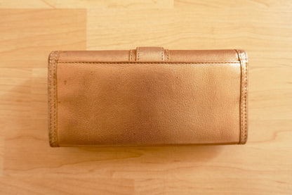 Coach Vintage Wallet Gold Bronze Leather Flap Purse Buckle Coin Pocket Y2K 2000s