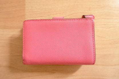 Coach Purse Vintage Bright Pink Leather Bifold Wallet Stud Fastening Women's