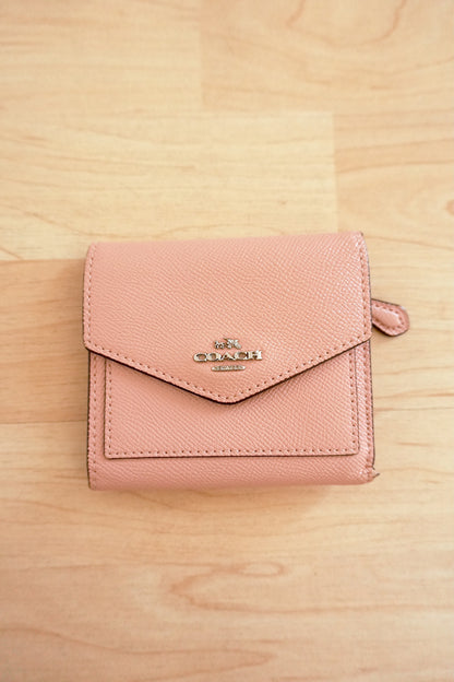 Coach Purse Vintage Light Pink Leather Envelope Square Wallet Stud Women's