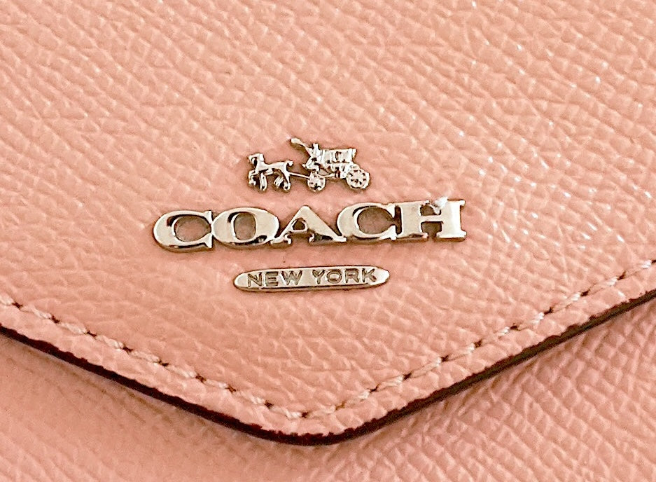 Coach Purse Vintage Light Pink Leather Envelope Square Wallet Stud Women's