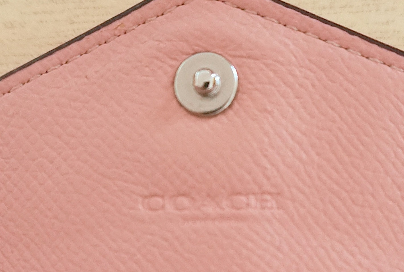 Coach Purse Vintage Light Pink Leather Envelope Square Wallet Stud Women's