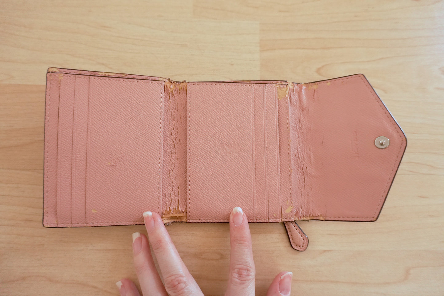 Coach Purse Vintage Light Pink Leather Envelope Square Wallet Stud Women's