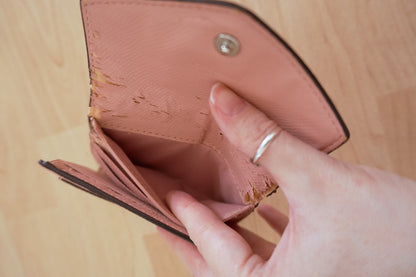 Coach Purse Vintage Light Pink Leather Envelope Square Wallet Stud Women's