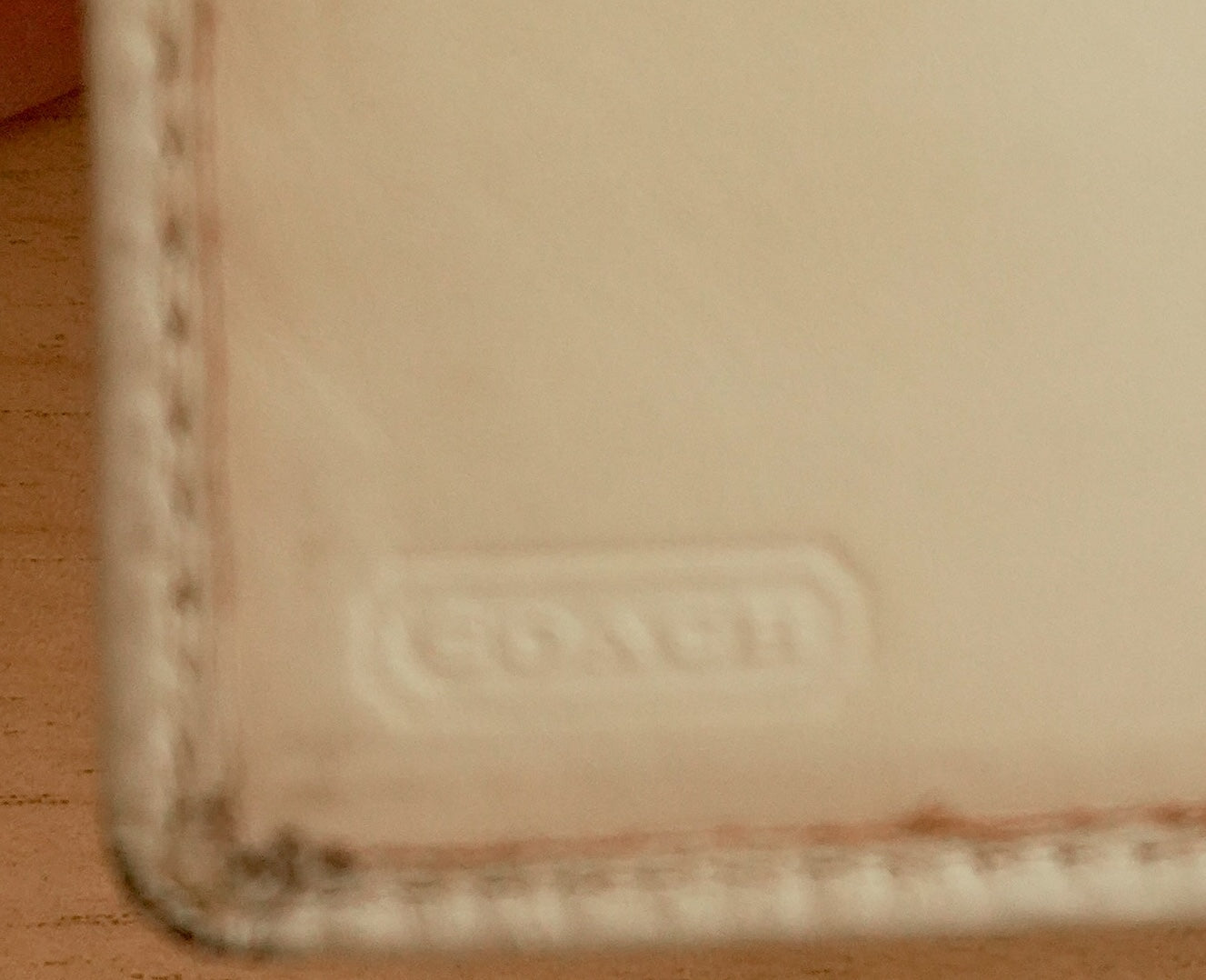 Coach Purse Cream Leather Monogram Flap Purse Pink White Stripe Women's