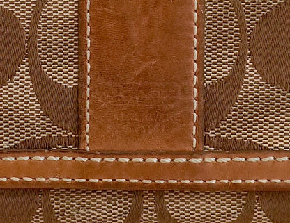 Coach Wallet Vintage Brown Canvas Leather Long Flap Purse Monogram Women's