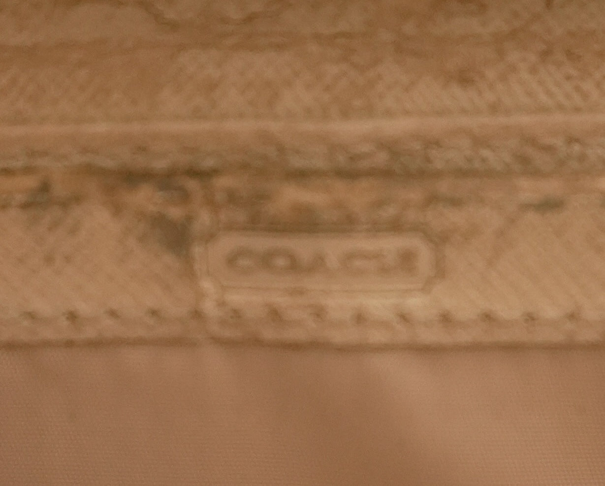 Coach Vintage Long Wallet Cream Beige Leather Monogram Zip Around Purse Gold Zip