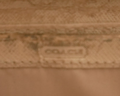 Coach Vintage Long Wallet Cream Beige Leather Monogram Zip Around Purse Gold Zip