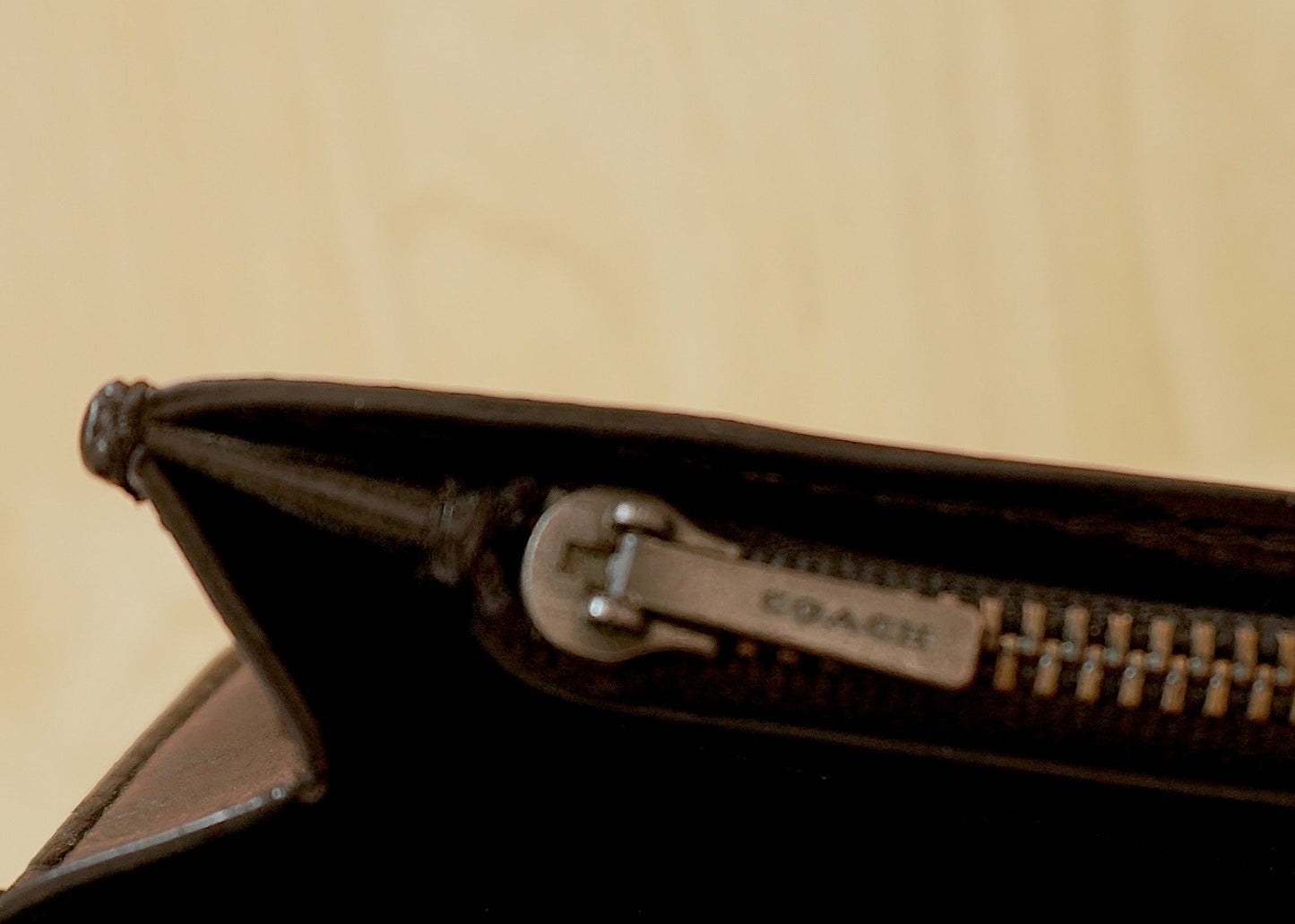 Coach Wallet Black Leather Long Purse Bifold Monogram Women's Silver Zip