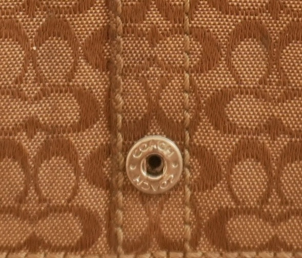 Vintage Coach Monogram Wallet Brown Canvas Leather Buckle Flap Long Purse Y2K