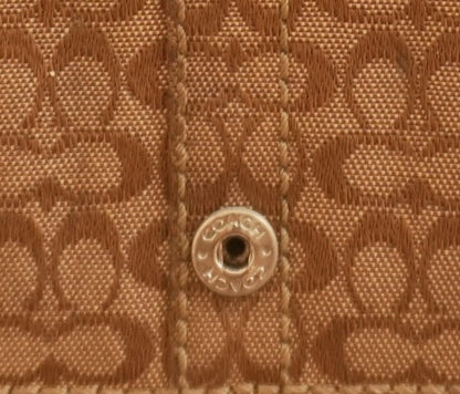 Vintage Coach Monogram Wallet Brown Canvas Leather Buckle Flap Long Purse Y2K