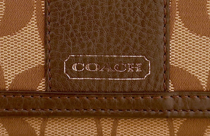 Coach Purse Vintage Brown Beige Canvas Leather Wallet Women's Monogram Stud
