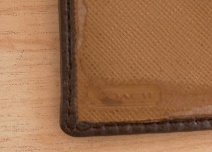 Coach Purse Vintage Brown Beige Canvas Leather Wallet Women's Monogram Stud