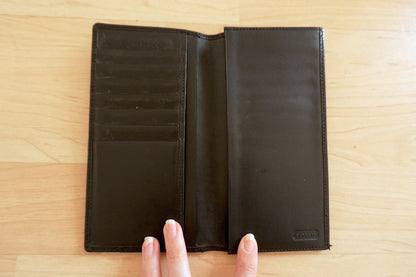 Coach Vintage Long Wallet Bifold Black Leather Purse Unisex Card Slots Men's
