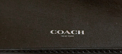 Coach Wallet Black Leather Long Flap Purse Silver Logo Zip Women's