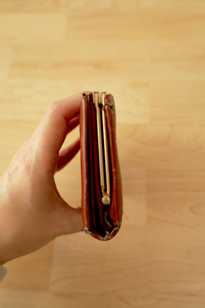 Vintage Gucci Red Leather Ophidia Wallet Gold GG Clasp Web Strip Women's