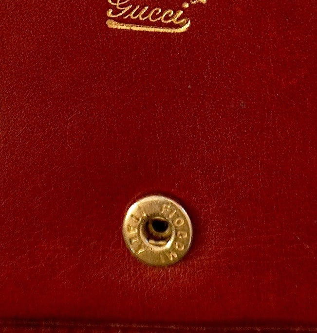 Vintage Gucci Red Leather Ophidia Wallet Gold GG Clasp Web Strip Women's