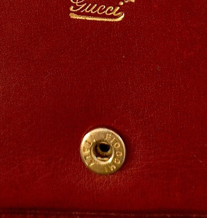 Vintage Gucci Red Leather Ophidia Wallet Gold GG Clasp Web Strip Women's