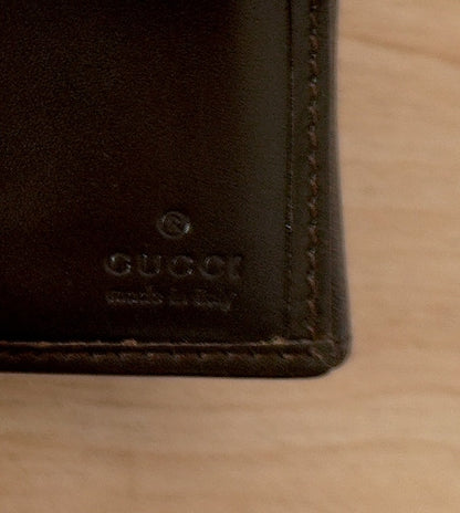 Gucci Vintage Wallet Black Leather Silver Clasp Bifold Stud Fastening Men's