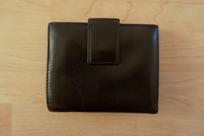 Gucci Vintage Wallet Black Leather Silver Clasp Bifold Stud Fastening Men's