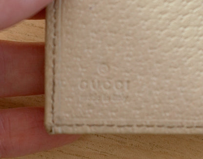 Gucci Vintage Wallet Light Pink GG Canvas Leather Silver Circle Clasp Bifold