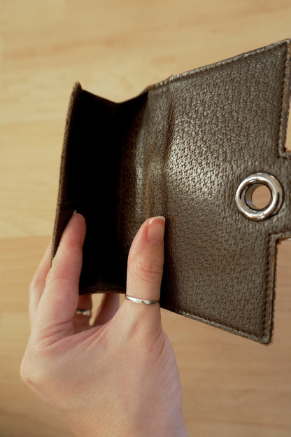 Gucci Wallet Vintage Beige Brown Canvas Leather GG Print Monogram Silver Horsebit Circle Clasp