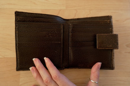 Gucci Wallet Vintage Beige Brown Canvas Leather GG Print Monogram Silver Horsebit Circle Clasp