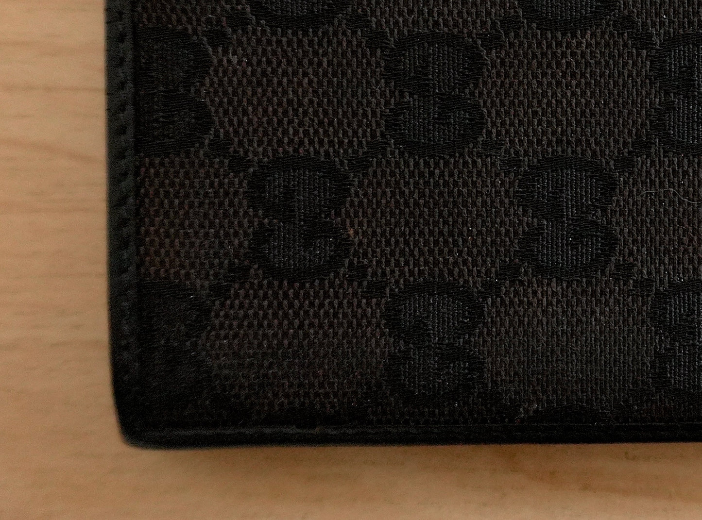 Gucci Vintage Card Case Black GG Canvas Card Holder Web Stripe Unisex Bifold