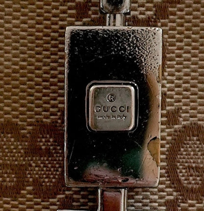 Vintage Gucci GG Monogram Wallet – Beige/Brown Canvas & Leather, Chain Detail
