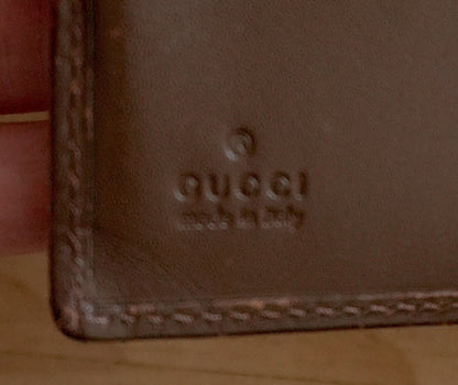 Vintage Gucci GG Monogram Wallet – Beige/Brown Canvas & Leather, Chain Detail