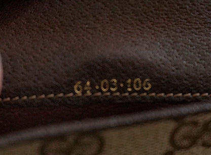 Gucci Vintage Wallet Sherry Brown Beige Leather GG Monogram Bifold Gold Logo