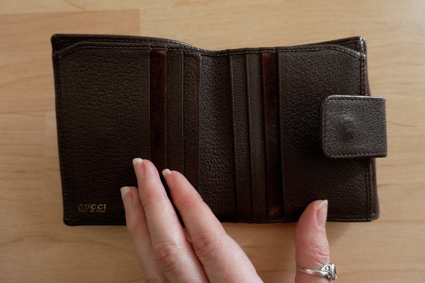 Vintage Gucci Bamboo Wallet – Brown Leather & Suede Bifold Purse Women’s