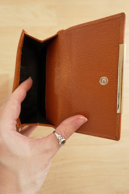Gucci Vintage Wallet GG Monogram Brown Tan Leather Canvas Gold Logo Unisex