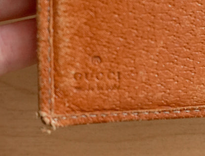 Gucci Vintage Wallet GG Monogram Brown Tan Leather Canvas Gold Logo Unisex