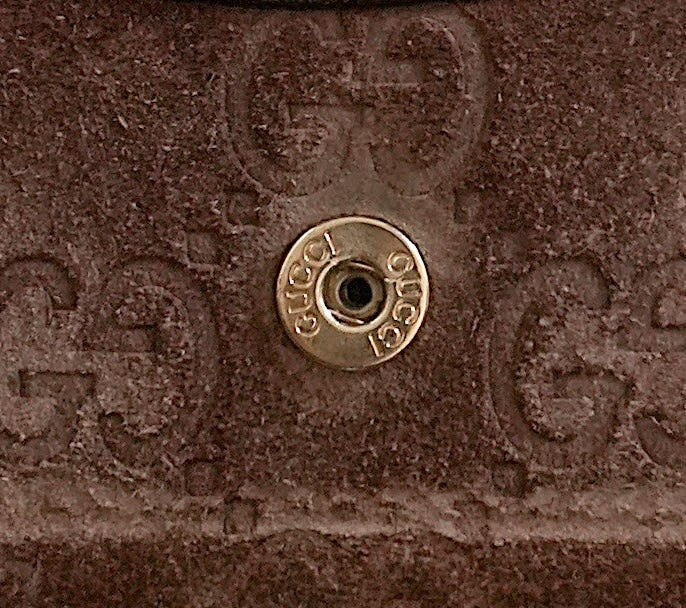 Gucci Vintage Wallet Brown Suede Leather GG Monogram Studded Bifold Unisex
