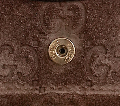 Gucci Vintage Wallet Brown Suede Leather GG Monogram Studded Bifold Unisex