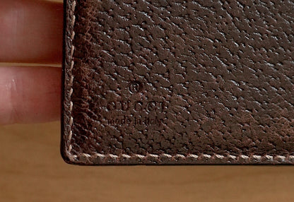 Gucci Vintage Wallet Brown Suede Leather GG Monogram Studded Bifold Unisex