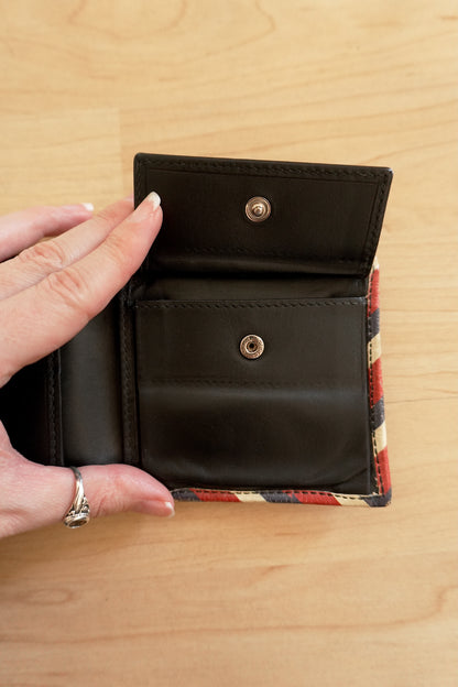Gucci Vintage Wallet Black Leather Bifold UFO Patch Men's Coin Pouch Card Slots